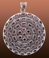 Garnet stone pendant, silver Jewelry