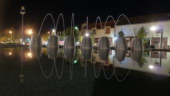 modern fountain at night