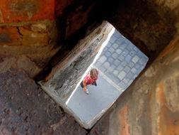 View of the person outdoors near the gate in Vienna, Austria