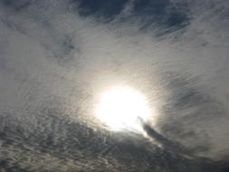 bright sun behind the clouds in the sky