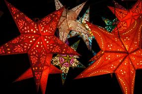 colorful stars as decoration in the dark