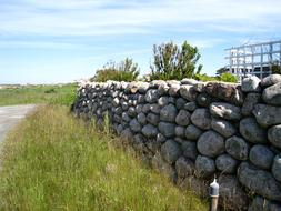 stone wall as a fence on a farm