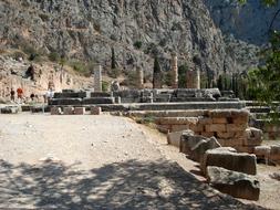 antique ruins in Delphi, Greece