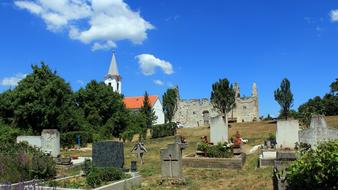old cemetery with tombstones in the Balaton highlands