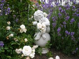 Angel Garden Statue In Flowers