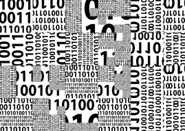 Black and white pattern with binary code, clipart