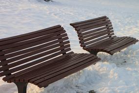 benches in a snowy park