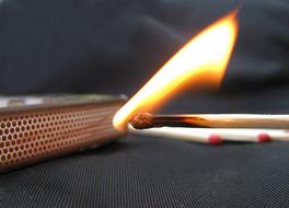 burning match close-up