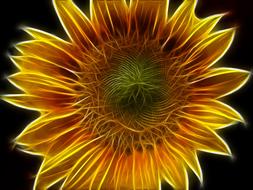 sunflower abstract edited drawing