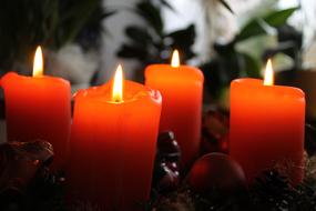 Candles for Christmas in a blurred background