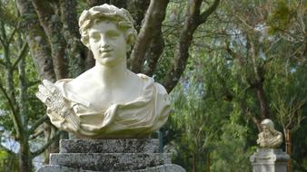 sculpture, female bust in the park