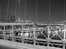 monochrome photo of New York Bridge Brooklyn