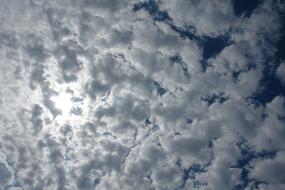 Blue sky with clouds in sunlight