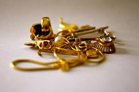 Gold Jewellery Chain close-up in blurred background
