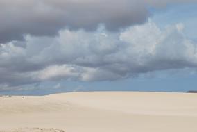 Landscape of the desert, under the blue sky with clouds