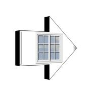 3d model of of an arrow with window, at white background, clipart