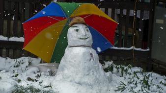 March Snowman with parasol