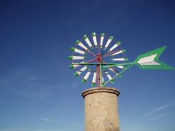 Windmill against the blue sky on a sunny day