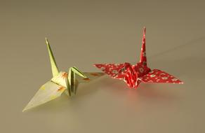colorful origami cranes