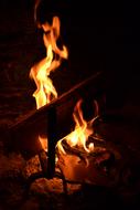 Wood Flame Heat at night