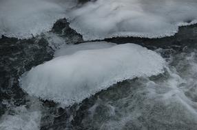 Close-up of the shiny, frozen gel, in the winter