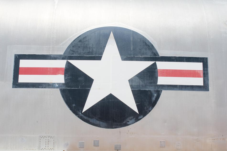 us Air Force Emblem on metal surface