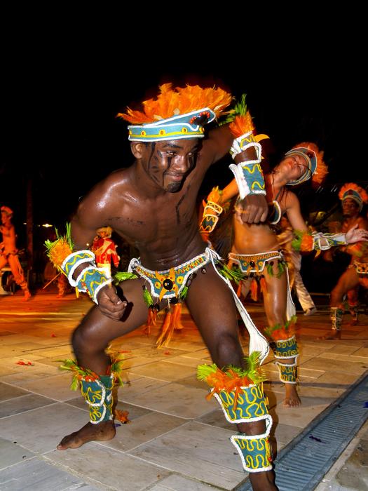 samba dancer in red suit in brazil
