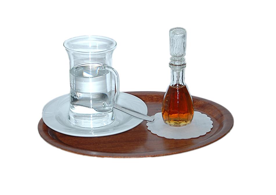 alcoholic drink on a tray