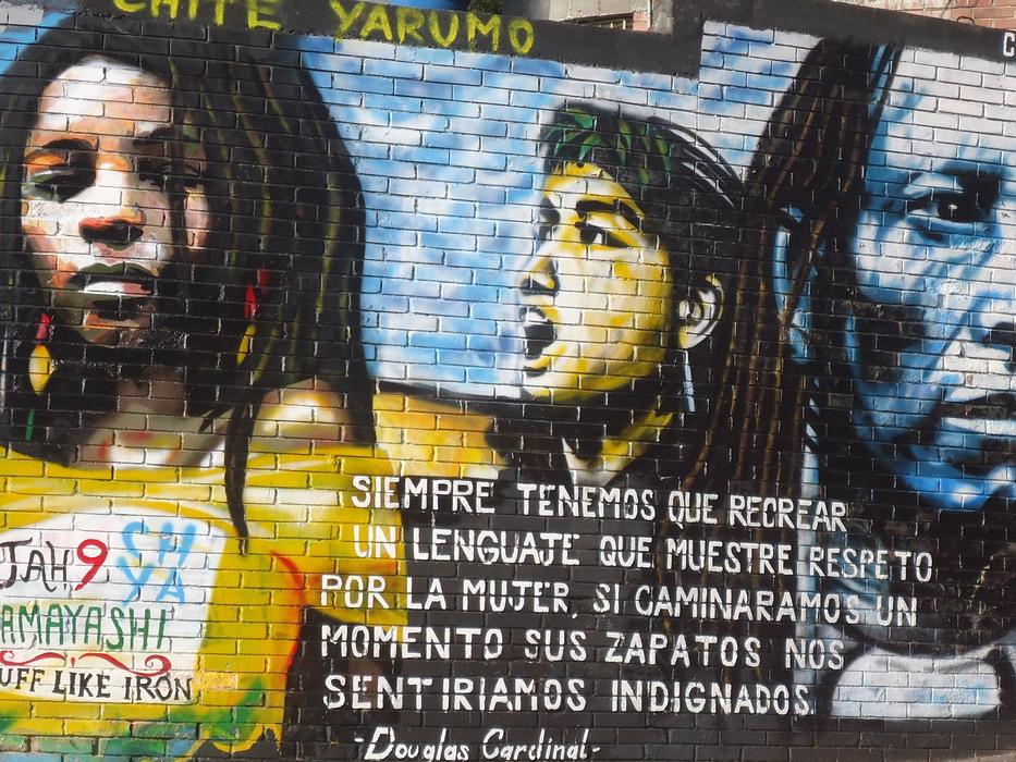 Colorful graffiti with the women, on the wall