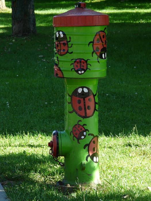hydrant in colorful design in the park