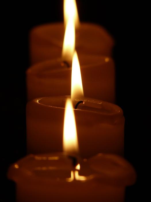 Beautiful candles with bright, yellow lights