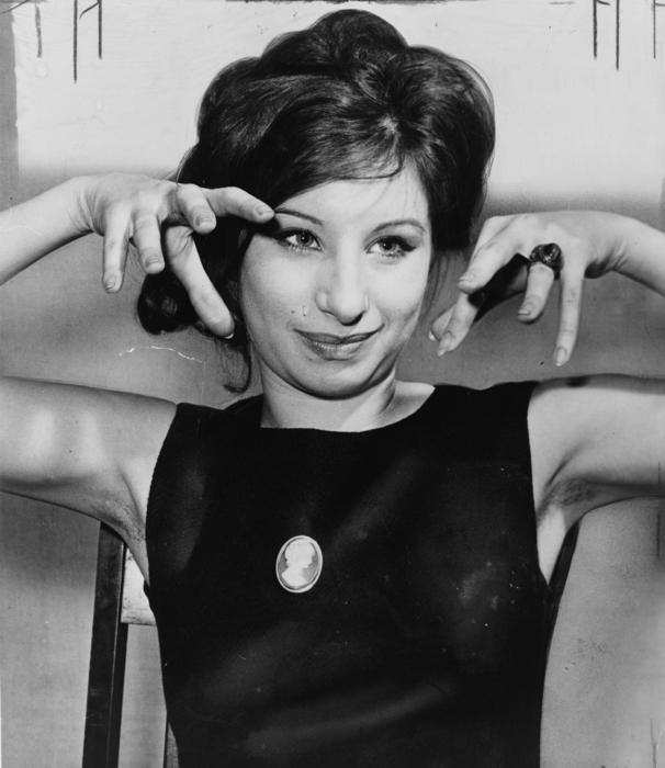 black and white photo of a young Barbra Streisand