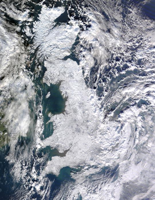 United Kingdom at Winter, satellite image