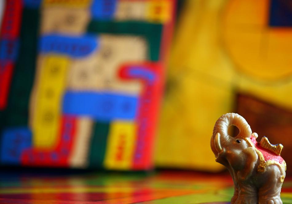 elephant on blurred colorful background