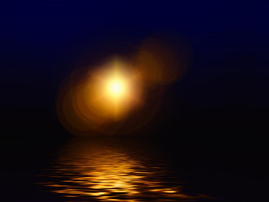night sunset light over water