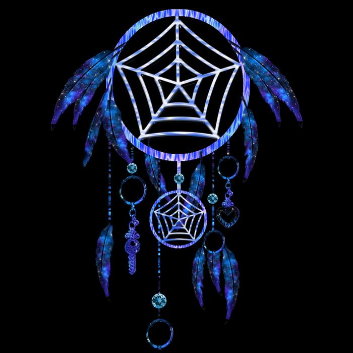 purple dreamcatcher on black background