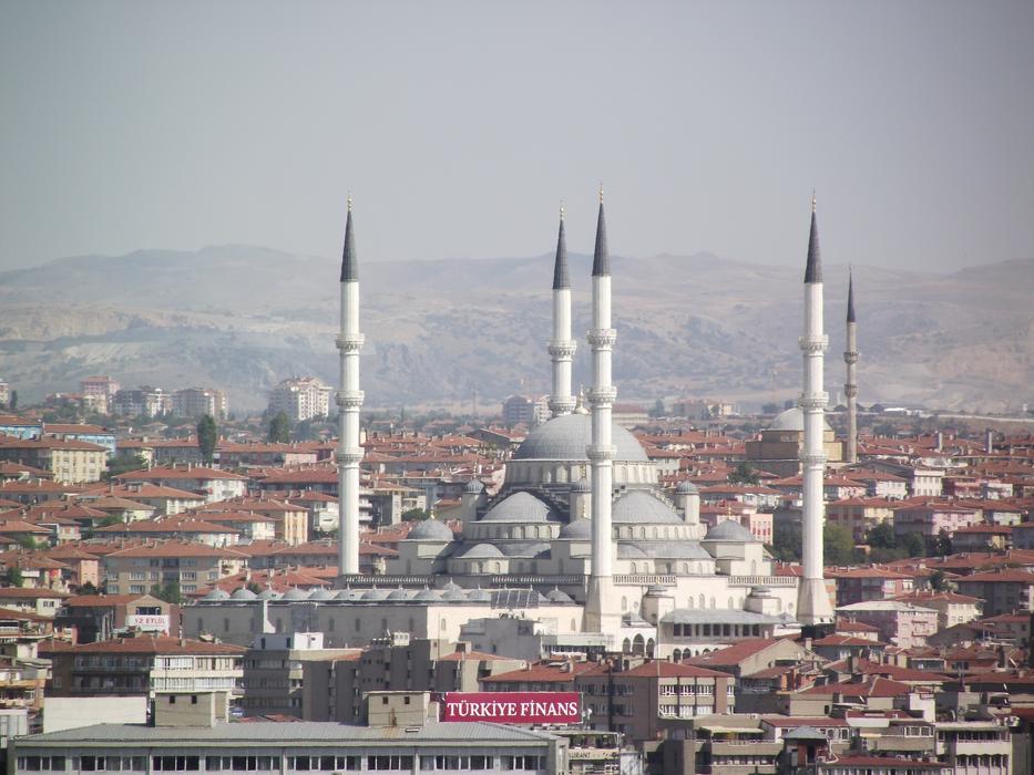 Kocatepe mosque in foggy city, turkey, Ankara