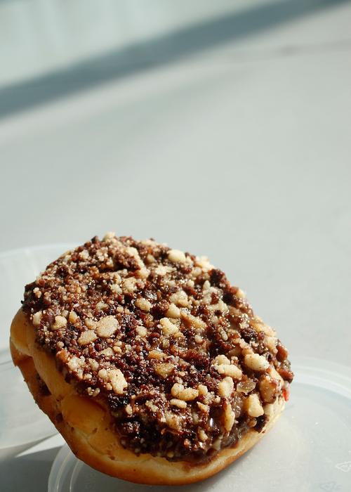 Beautiful, brown doughnut, with the cookies, in light