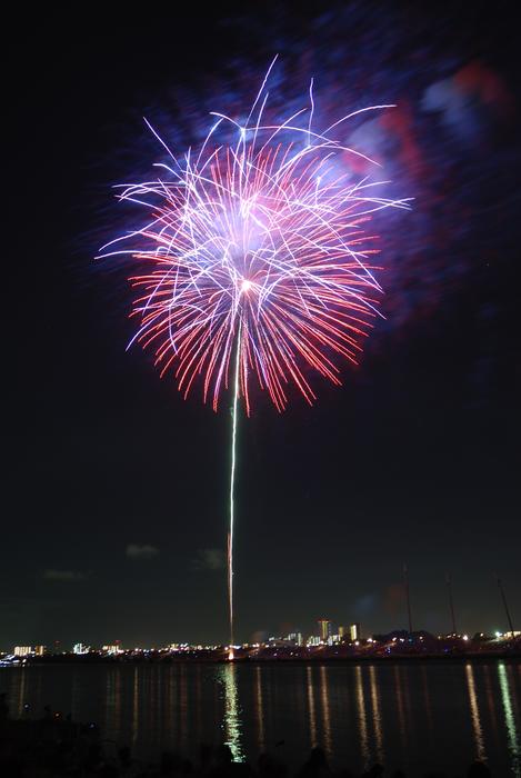 fireworks in the shape of colorful flowers