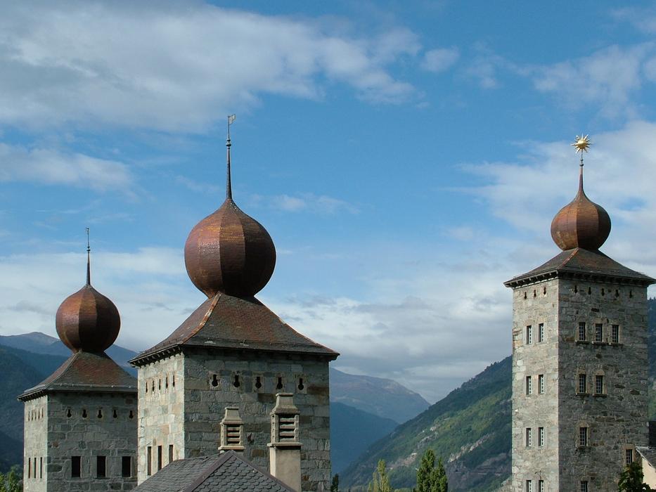 Stockalper castle domes in Switzerland