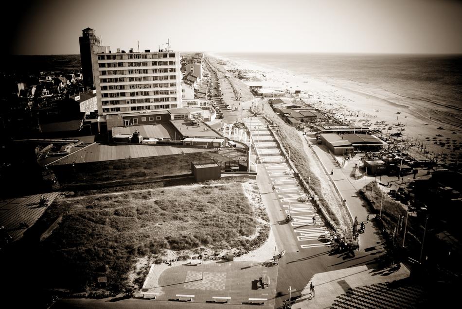 monochrome photo of Zandvoort Holland city