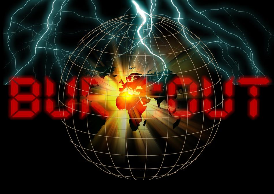 inscription on the background of the globe with lightning