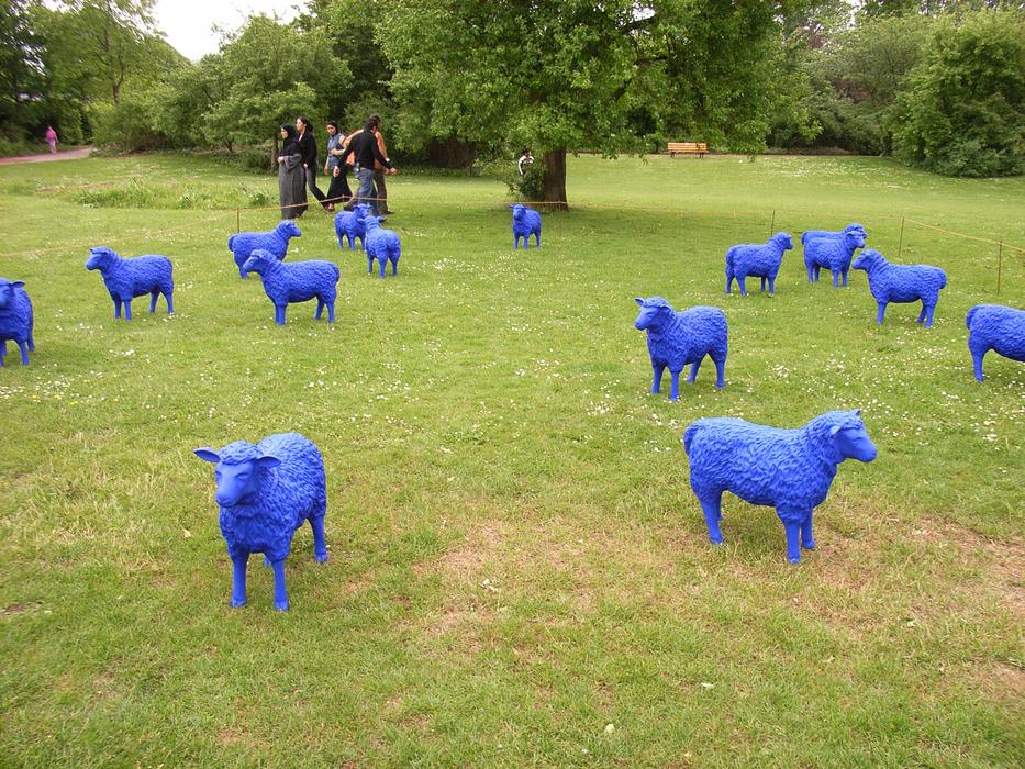 Blue Sheep statues