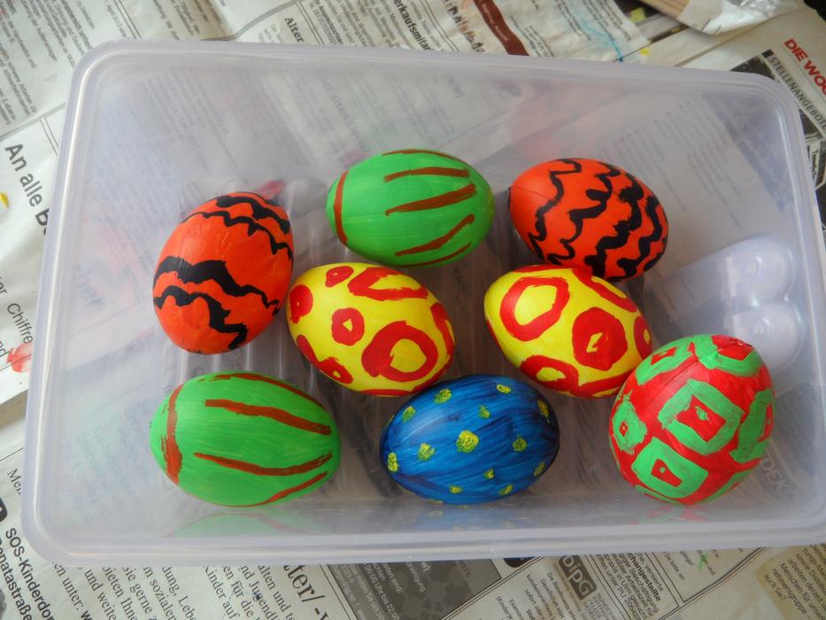 Easter eggs painted by children