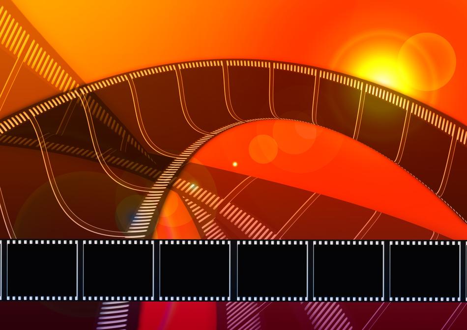 vintage red background with filmstrips