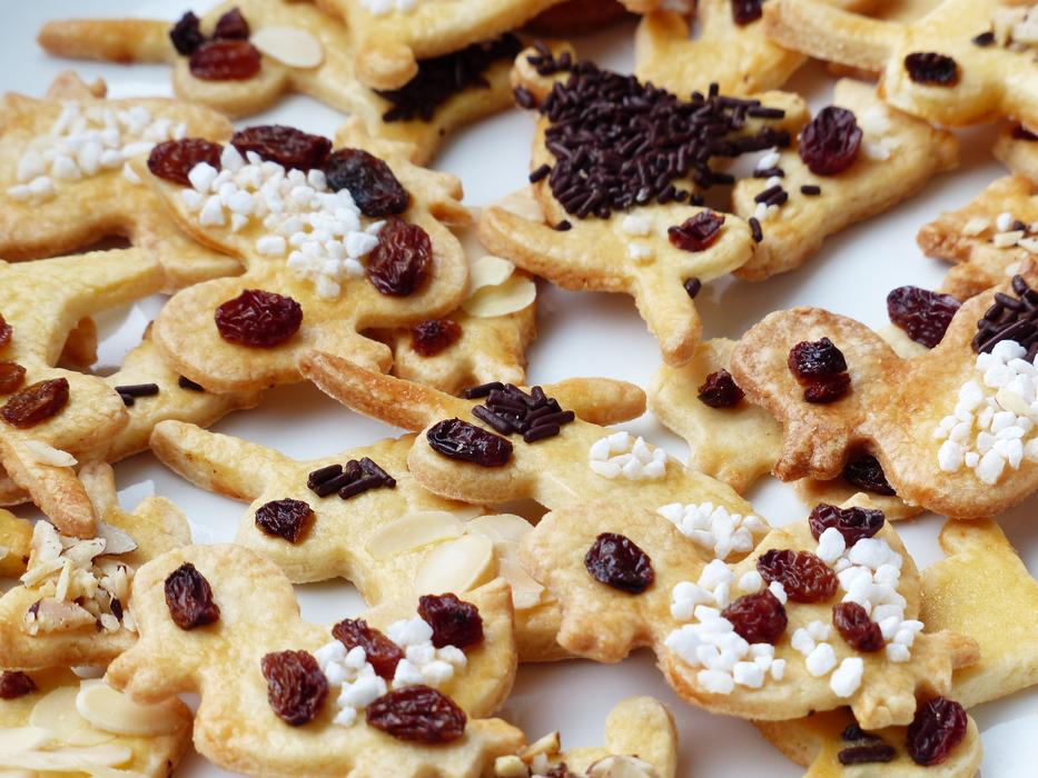 traditional easter cookies with raisins close-up