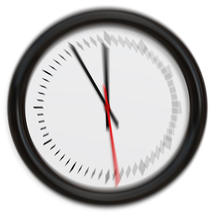 partly blur Clockface with black and red Pointers