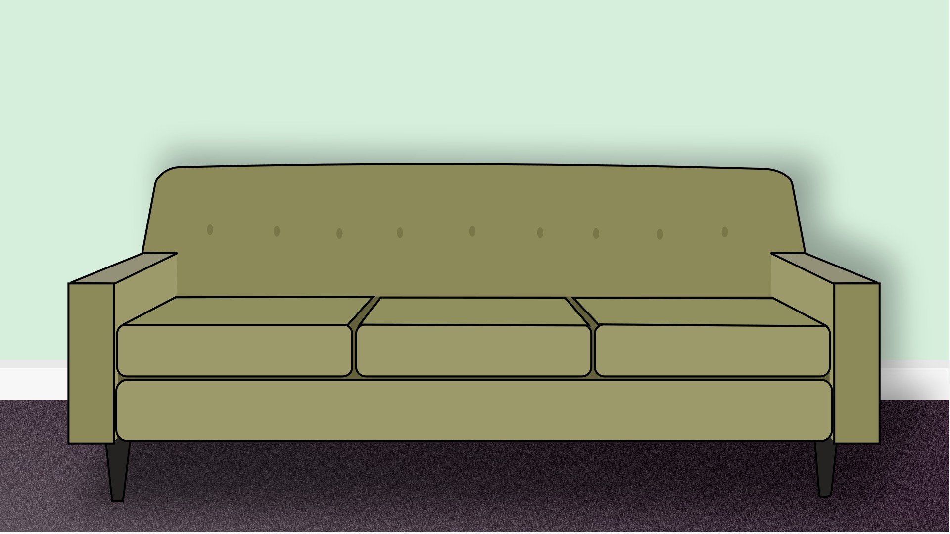 Нарисованный диван на белом фоне