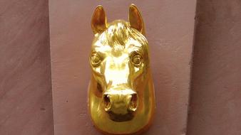 gold Horse Head Figure