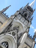 Beautiful Are Pedro De AlcÃ¢ntara cathedral with decorations, in Brazil, under the blue sky with white clouds